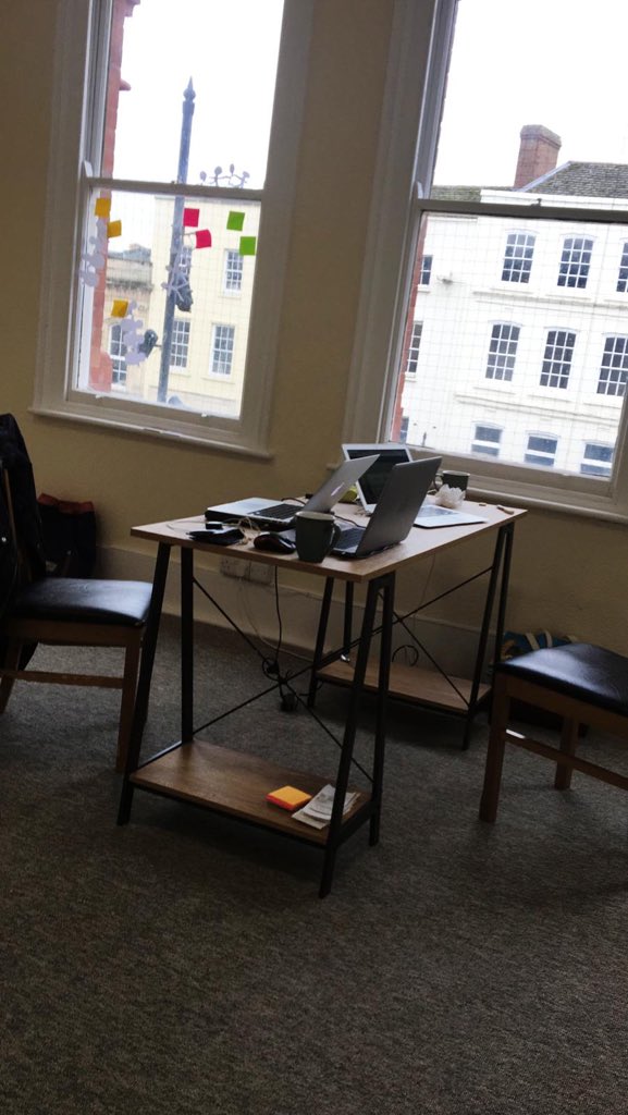 WorkHereford's tweet photo. Temporary office space set up for @WorkHereford HQ! #coworking #justgetgoing https://t.co/QsmzUTeZOm