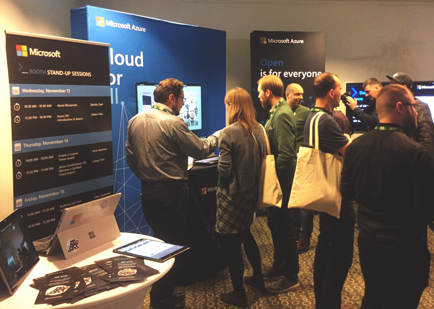 msdevCEE's tweet photo. Join us at the #Microsoft Azure booth to interact with the #IntelligentKiosk fueled by @Azure #CognitiveServices and to ask our experts about #MicrosoftAI !
#AIisforEveryone #buildstuffLT https://t.co/HGxHtmX8zw