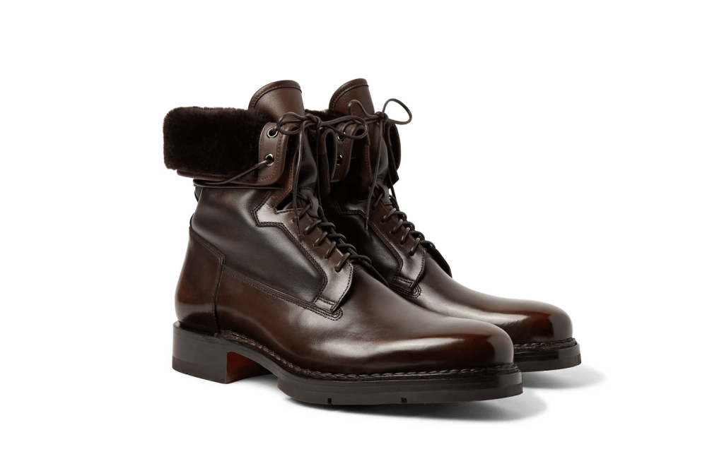 santoni shearling boots
