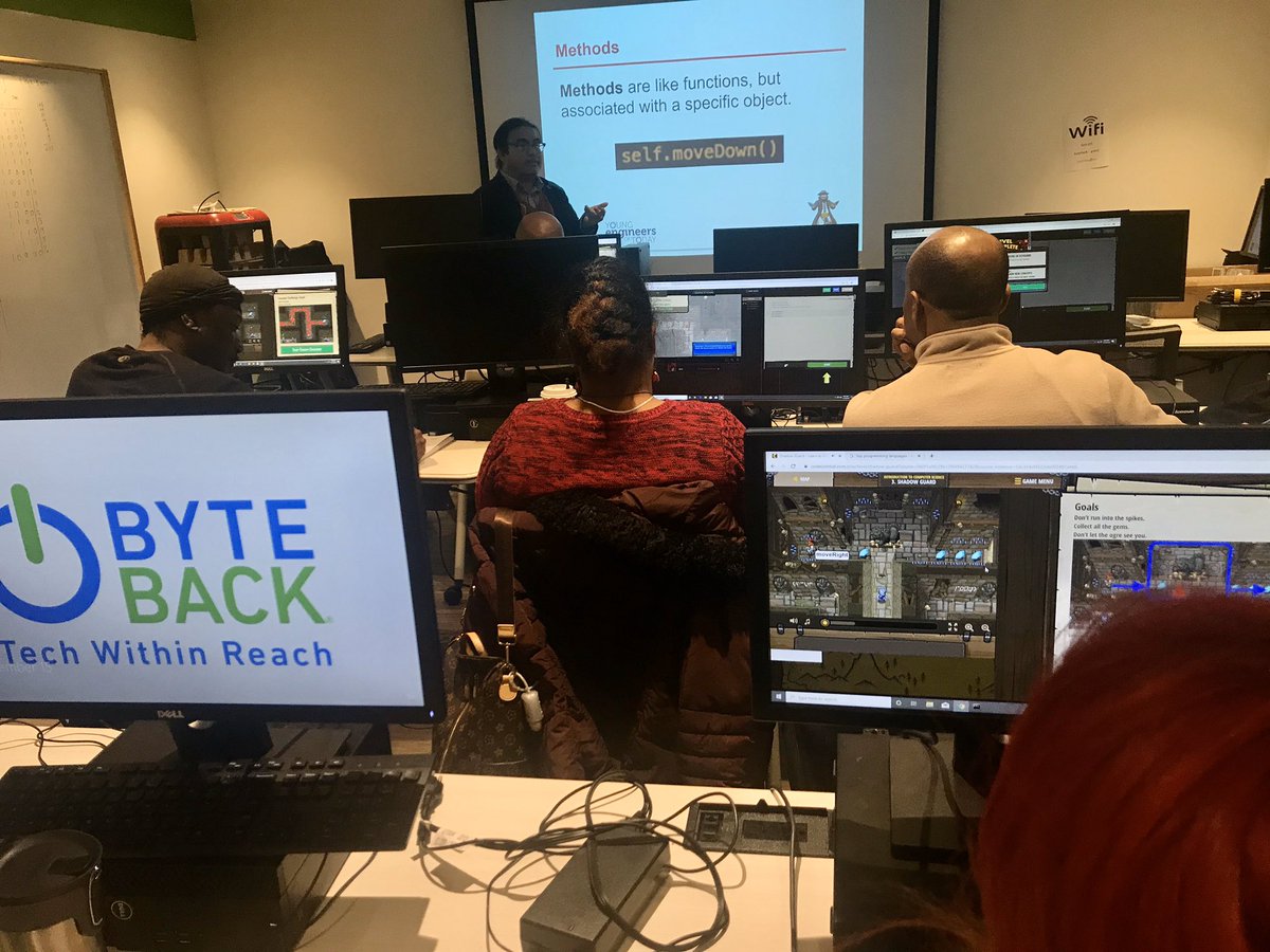 MartyWrin's tweet photo. IT Fundamentals (ITF+) students at @ByteBackDC aren’t just reading about coding, we invited them to a workshop on their day off from classes to begin learning Python using @CodeCombat https://t.co/nEkCNCGto8