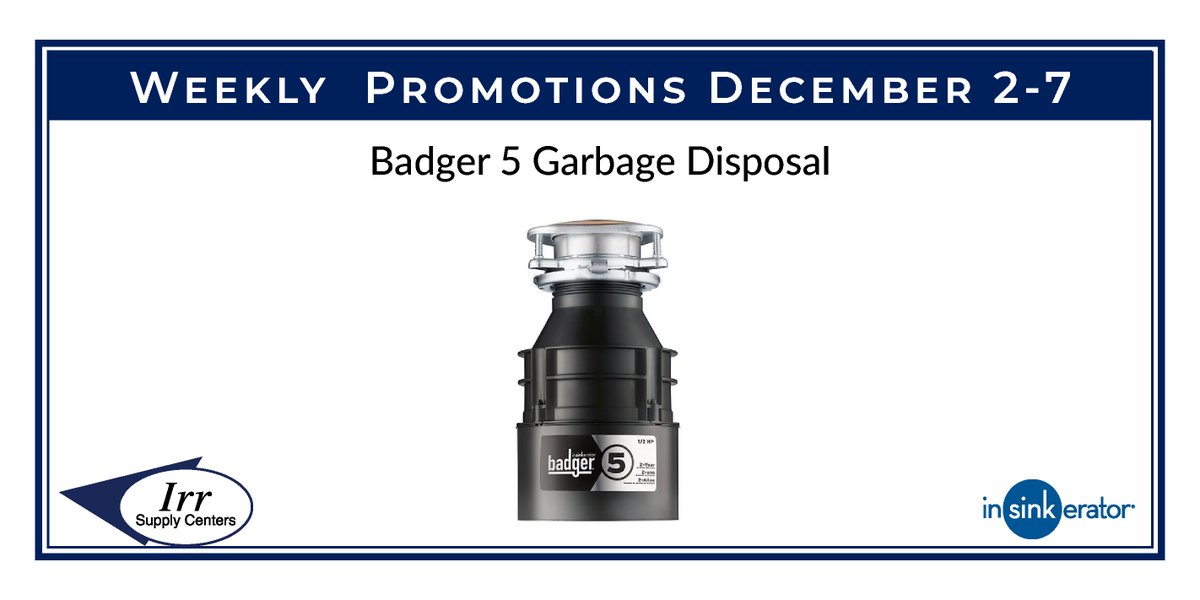 Irr_Supply's tweet image. Liverpool is starting off December Weekly Specials with the Caleffi Zone Valve with inverted flare fittings and the insinkerator Badger 5 Garbage Disposal for December’s Weekly Promotions the 4th thru the 9th.

#remodle #plumbing #Caleffi #insinkerator
