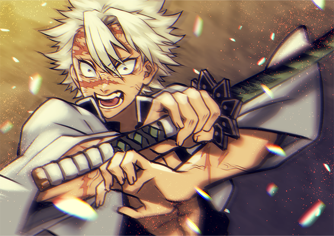 しゃくしゃくさんがTwitterに投稿した不死川実弥(鬼滅の刃)のイラスト。