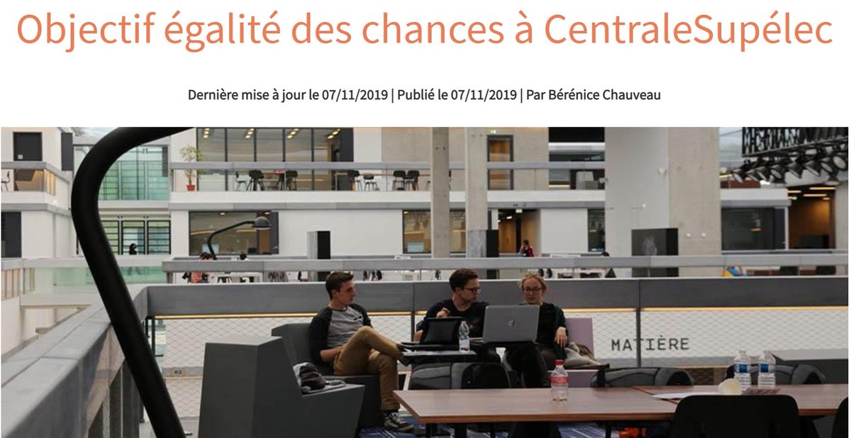 fondationCS's tweet image. L&apos;égalité des chances à @centralesupelec, une mission quotidienne de la #Fondation 👍 !
Article sur @s_grandesecoles à découvrir : grandes-ecoles.studyrama.com/ecoles-d-ingen…
#égalitédeschances