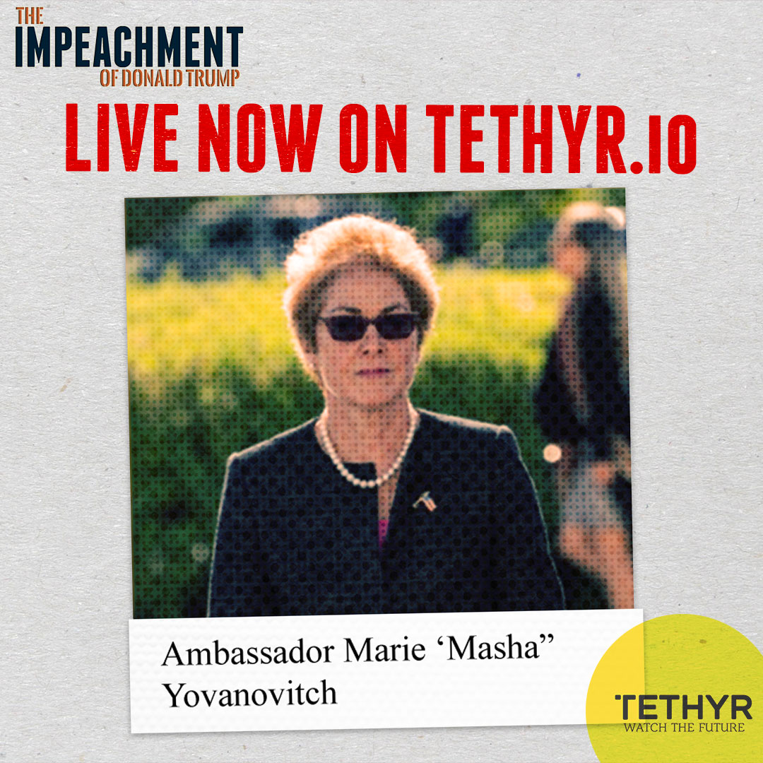 Tethyr_io's tweet photo. Live now on https://t.co/EO89W9I7sP :
Impeachment Inquiry: Ambassador Marie ‘Masha” Yovanovitch
Tethyr is the best way to watch the impeachment 
get your free account at https://t.co/h9lVvqAWDt https://t.co/INedTOyyQ4