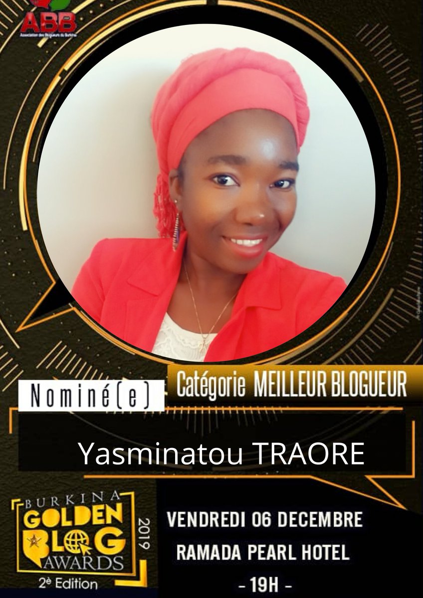 blogawardsBF's tweet photo. Yasminatou TRAORÉ à 26 ans et est titulaire d'une licence en Finance Banque. Elle est aussi facilitatrice en EMI(…) Passionnée des TIC, c’est lors d'un concours dénommé mys'tic blog award qu'elle a appris à créer un blog...
#BGBA2019 #ABBurkina #MB2019
https://t.co/VAzMq4WPEK https://t.co/O8MKfjSU1D