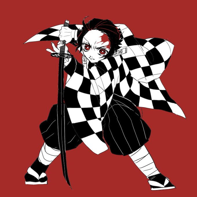 楠井さんがTwitterに投稿した竈門炭治郎(鬼滅の刃)のイラスト。