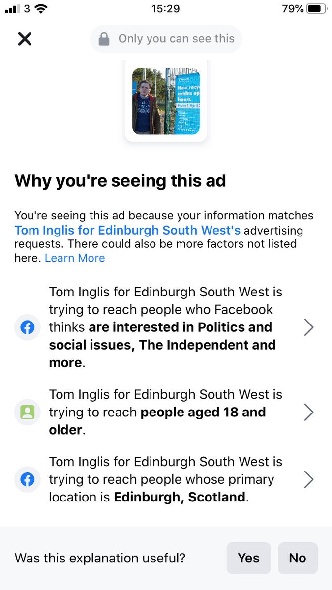aberquine's tweet photo. My first targeted social media ad of #GE19 from the LibDems, won’t be getting my vote though, especially when we are lucky enough to have @joannaccherry in Edinburgh South West! #targetvoter @Channel4News https://t.co/injxJ1LfGH