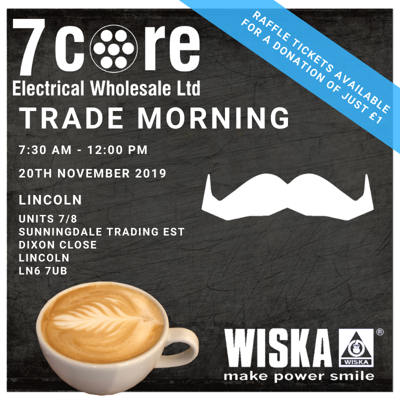 7coreelectrical's tweet image. @WISKAUKLtd trade morning at 7 Core Electrical Lincoln!
 Wednesday 20th November 2019 
Call into the branch for a slice of cake, a brew and some great products. 
Also, don't forget to grab a raffle ticket to help a great cause 
#7CoreElectrical #Movember2019 #wiskauk