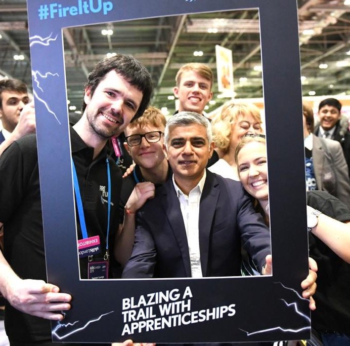 SadiqKhan's tweet photo. As Mayor, I want to ensure that all Londoners can access the opportunities they need to help them reach their full potential. 

Really enjoyed spending time with young Londoners from across our city @SkillsLondon today - the UK's biggest jobs and careers event. https://t.co/oWVU6C4Mf2