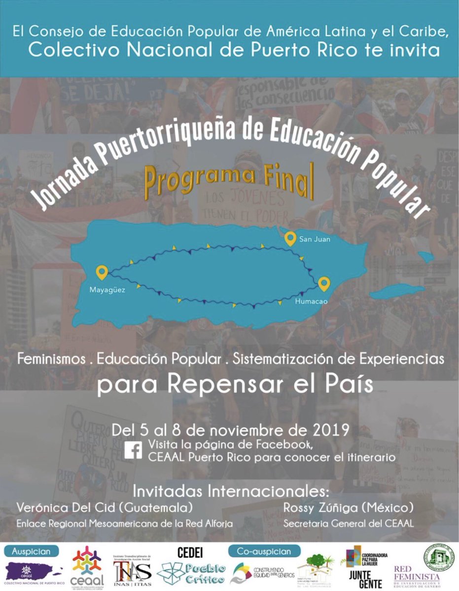 cs_uprh's tweet photo. La pasada semana, 5-8 de Noviembre de 2019, se celebró muy exitosamente “La Jornada Puertorriqueña
de Educación Popular, Educación Popular Feminista y Sistematización para repensar el país.” La misma fue auspiciada por ITIAS-UPRH.
#UPRH-INAS-ITIAS-Internacional https://t.co/pB9WEYweBb
