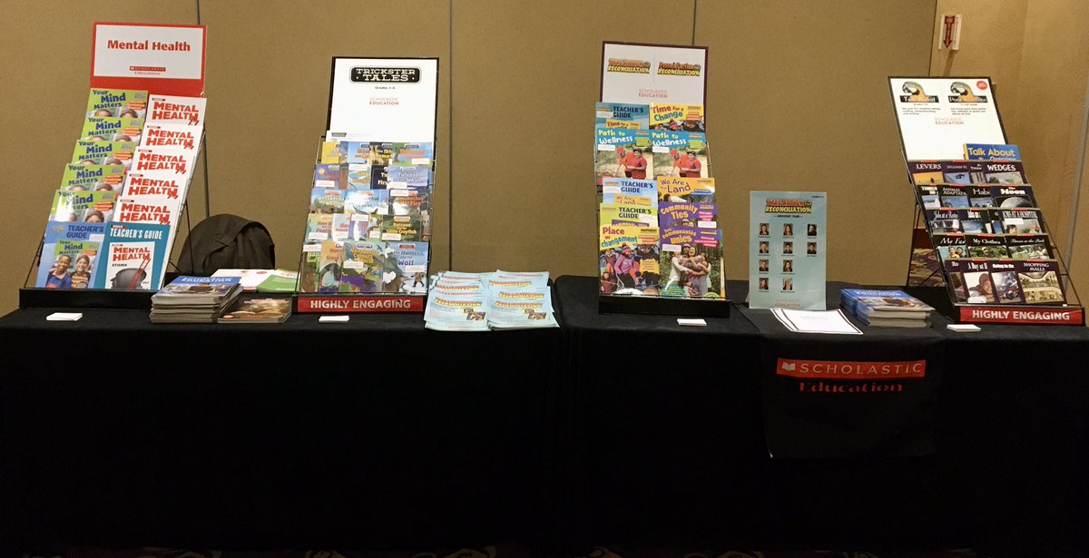 KimZandboer's tweet photo. Excited to be at the Soar Conference in Calgary. Stop by and check out resources that will engage your students in inquiry about indigenous cultures & history as we work towards reconciliation. #soar2019ATA @ATA_FNMIEC #FNMIEC @scholasticCDA https://t.co/Bd4VmioLRo