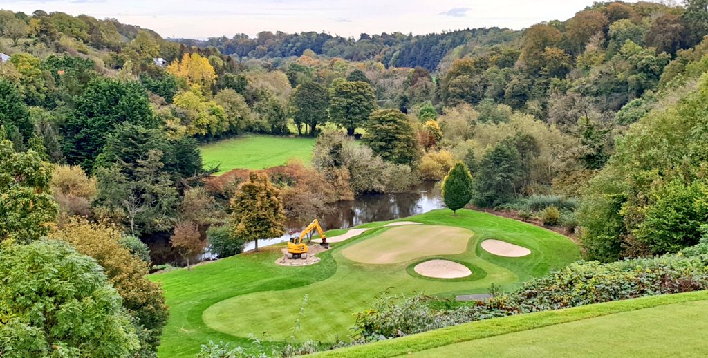 DARGolf_'s tweet photo. Phase 2 of bunker remodel progressing well @Hermitagegolfc Dublin, @jlynchy from (re)Golf &amp; @mharrington31 Course Superintendent discussing sand lines on the 12th #SportBond #turfimprovements https://t.co/yrzn2WDZAO