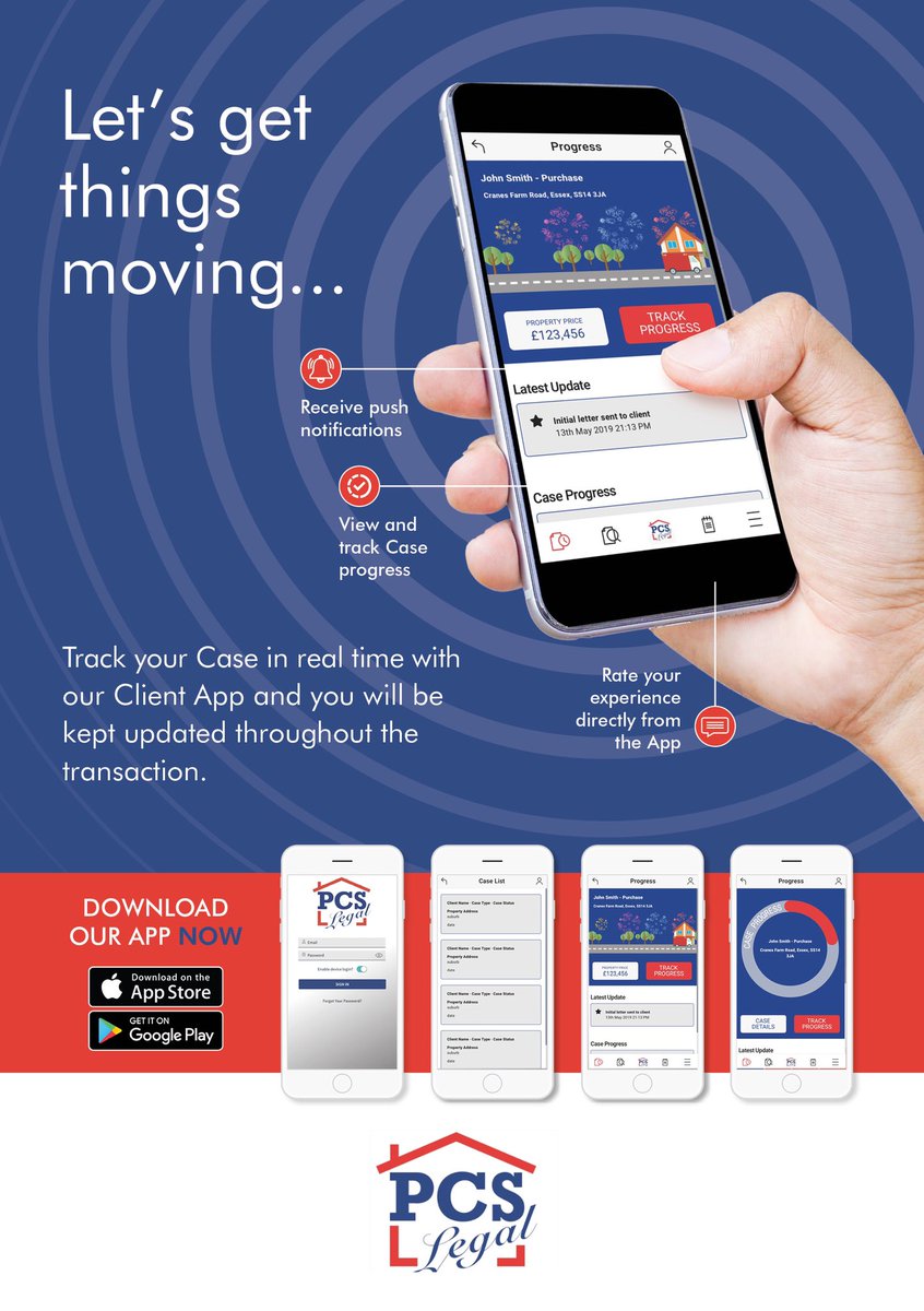 PCSLEGAL's tweet image. Track your Case in real time with our Client App and you will be kept up to date throughout the transaction. Download our app now! 

#conveyancing #casetracking