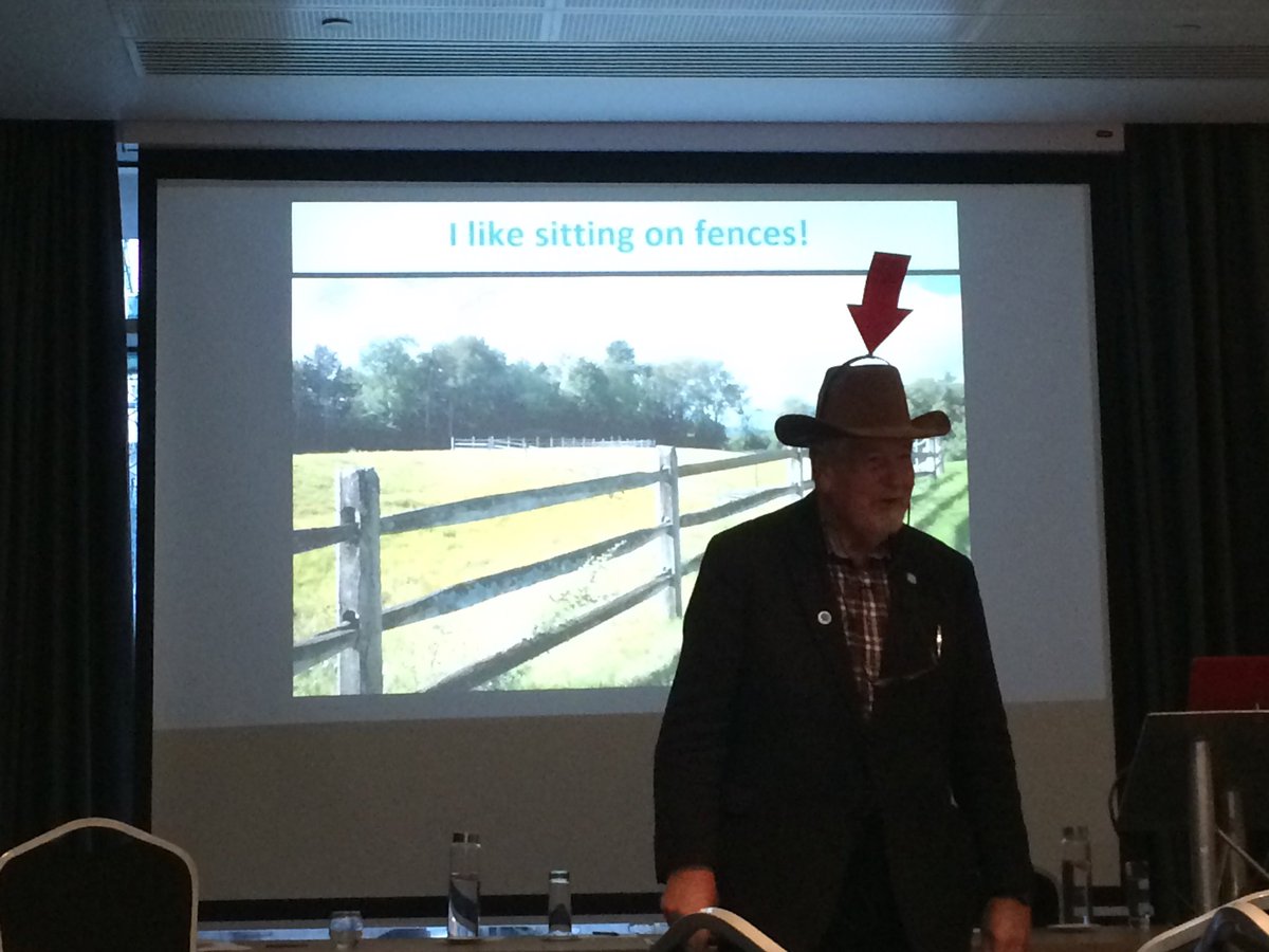 Phil recommends sitting on fences - the view is better from up there ⁦@RacePhil⁩ #sedaconf