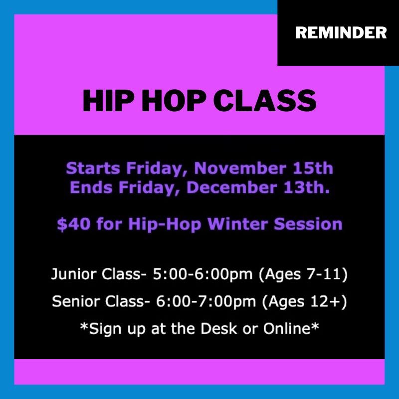 DanceConxn's tweet photo. First hip hop class tonight. You can still sign up! Contact the studio ASAP. https://t.co/YU8FtGVjlM