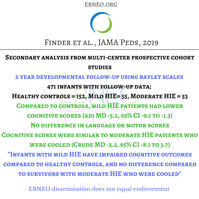What are the neurodevelopmental outcomes of infants with mild HIE compared to moderate/severe HIE and healthy infants in the modern era? Finder et al. report in <a href="/JAMAPediatrics/">JAMA Pediatrics</a> ow.ly/cni650xc2xs #ebneoalerts #neoEBM