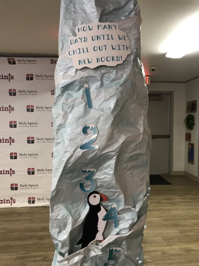 BroaddusHSES's tweet photo. 4 days until the start of Book Fair! Our friendly puffin is climbing the ice berg to marks the days until Arctic Adventure Book Fair! @hsessaints #WeloveHSES #Welovebooks #LetThemRead https://t.co/qVTA5E5YHP