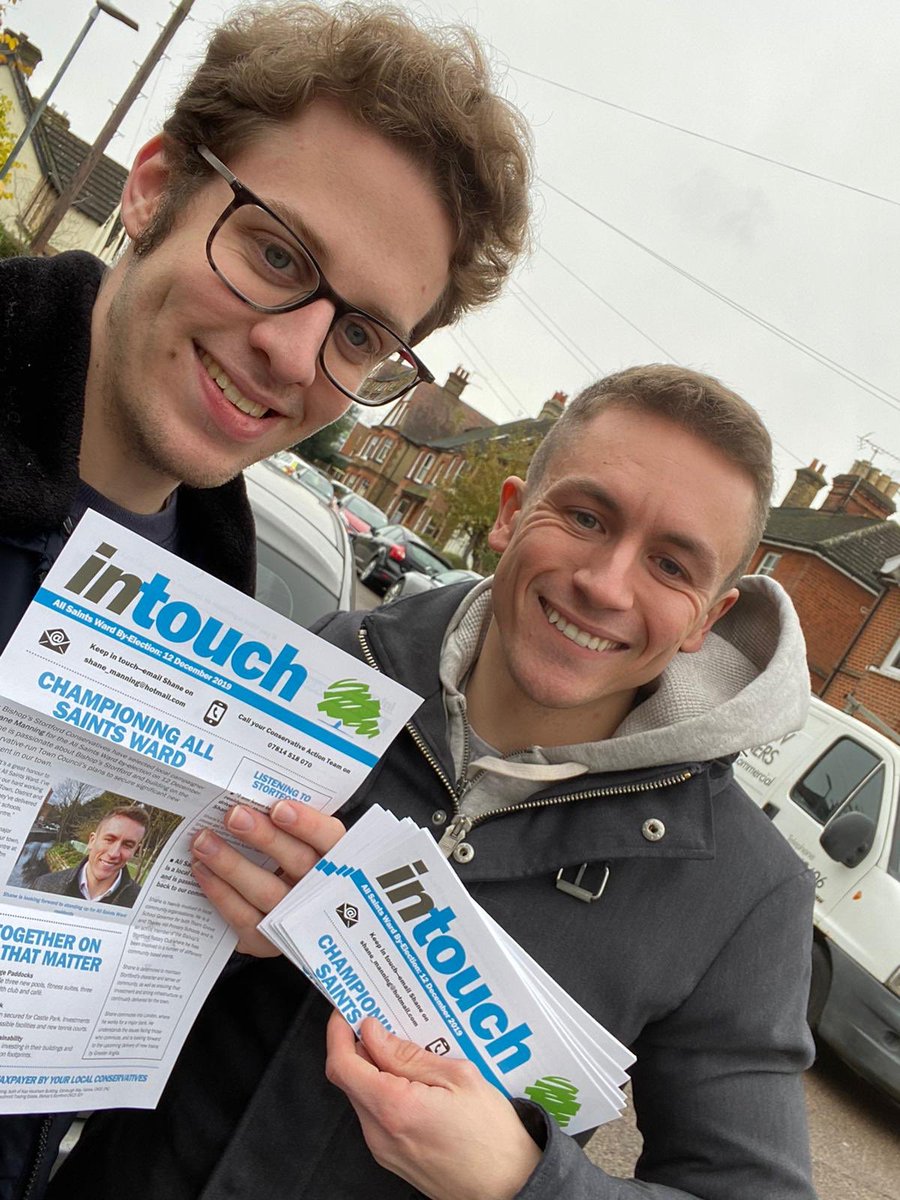 TobyGarrett19's tweet photo. Great campaigning session for @shanemanning in the upcoming town council by-election and for @JulieMarson in the #GeneralElection on the 12th December.  @HertStortford #VoteConservative #Conservatives #StandwithShane 🗳🔵🇬🇧 https://t.co/QexCjmNwyJ