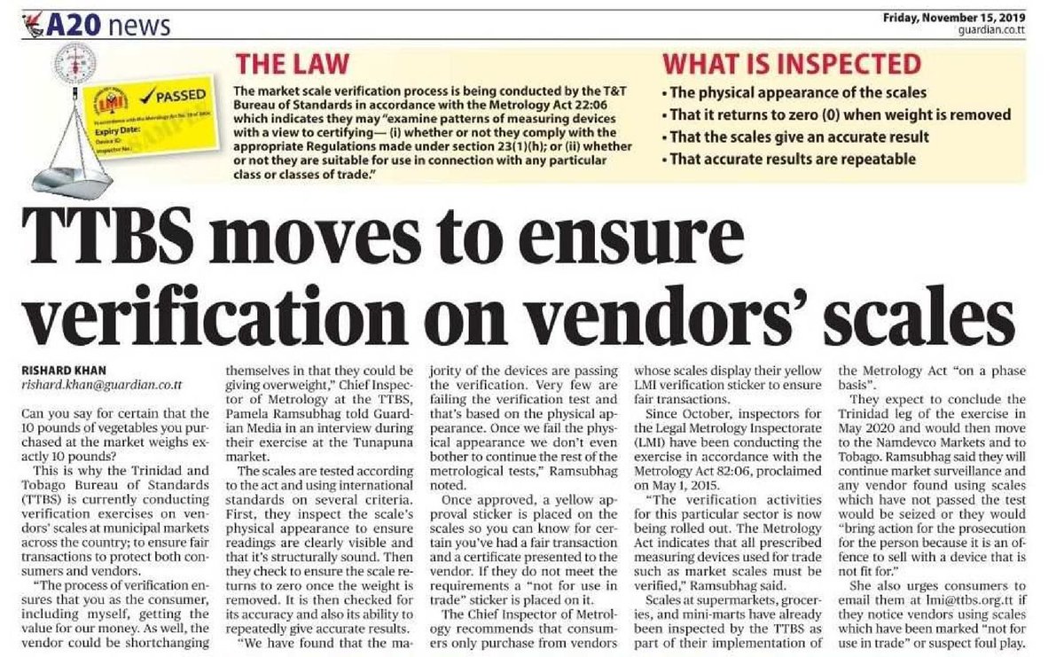 GOTTBS's tweet photo. TTBS moves to ensure verification on vendors' scales
Can you say for certain that the 10 pounds of vegetables you purchased at the market weighs exactly 10 pounds?
#legalmetrologyinspectorate #stampedscale #beinformed #quantityverification #accuratemeasurement #weighingdevices https://t.co/H98pkE7j0M