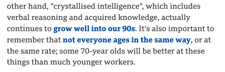 nxtstop1's tweet photo. @LongevityCenter @davidlain5 @GC_CUNY @techreview @seniorplanet @HydeM1976 More –––– #Aging & #Work, & #OlderWorkers, Incr.#Worklife w/ #100YearLifespan, #Ageism
A #curatedthread
How #OlderAdults can reinvigorate the workforce
https://t.co/ag2mFwdR6f @BBC
-Younger/Older complementary skills
-Experience & expertise invaluable
-Not less 'productive' https://t.co/6Hj55jTHxT