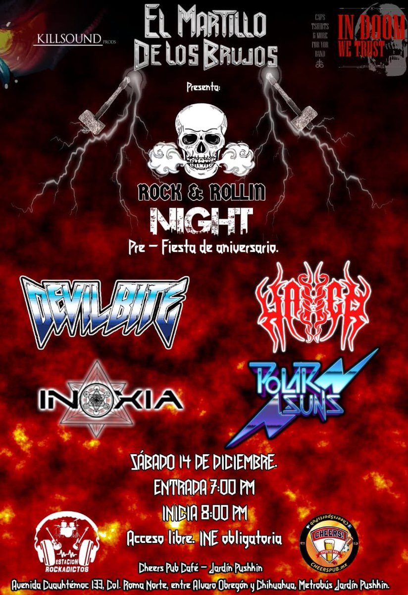 Nos vemos en un mes para la Pre-Fiesta de aniversario. Los esperamos para una noche llena de buen metal nacional 😎
