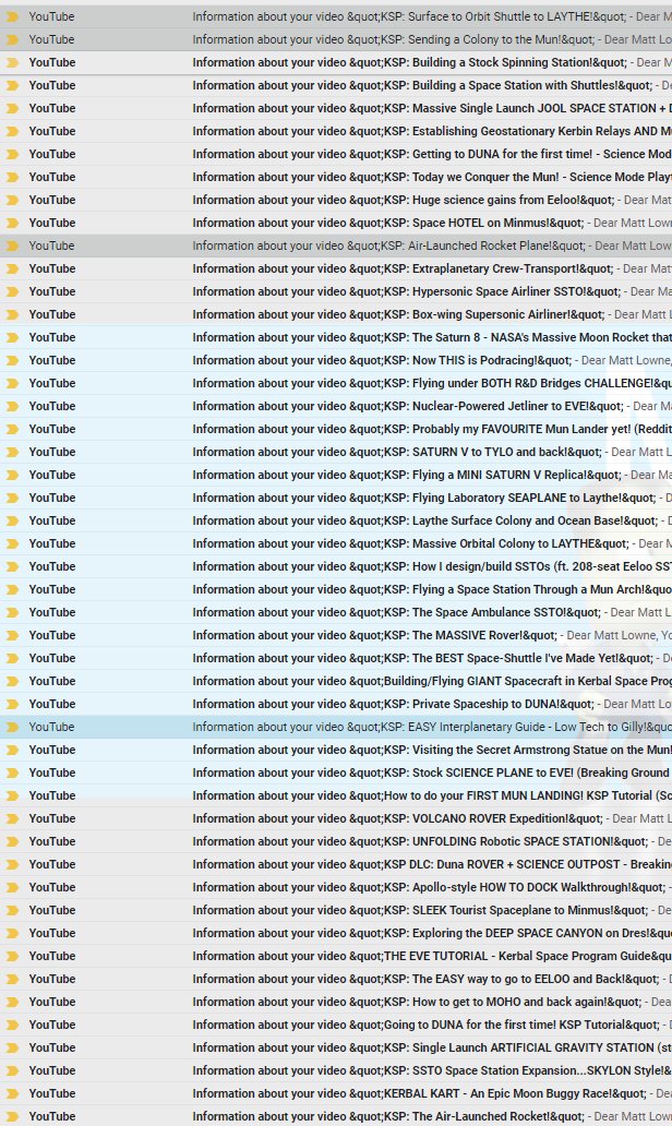 Matt_Lowne's tweet image. So SonyATV just copyright claimed every single KSP video I've made.

I guess this whole YouTube thing was fun while it lasted.