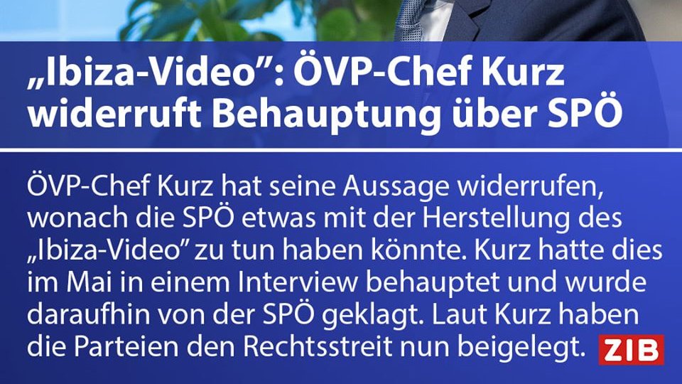 Tom_de_Belfore's tweet photo. Die Sozialdemokraten hatten den ehemaligen Kanzler geklagt.
„Ich ziehe meine Äußerungen unter aufrichtigem Bedauern als unrichtig zurück.”: Sebastian Kurz widerruft seine Aussage, wonach die SPÖ an der Herstellung und Verbreitung des „Ibiza-Videos” beteiligt sein könnte. https://t.co/jJH88iiHw8