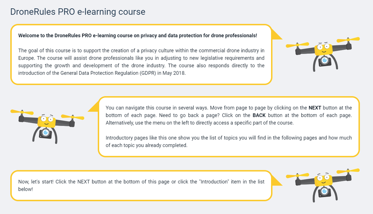 DroneRules_EU's tweet photo. DroneRules PRO e-learning course on #privacy and #dataprotection for #drone professionals is online!
Register, complete the course and get the certificate!
💻https://t.co/iZhLuv5REm https://t.co/Tv7FIjFKPw