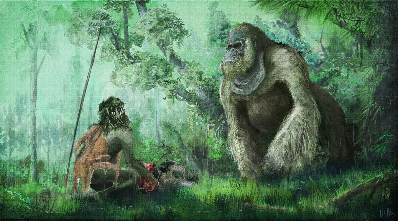Mark Witton on Twitter: "For #FossilFriday, here's my 2017 #paleoart of the largest known ape, Gigantopithecus blacki, as featured in the Palaeoartist's Handbook and my upcoming book, Life Through the Ages II.