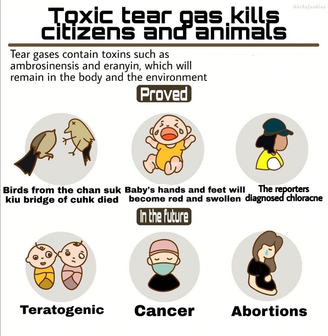 ajcly2's tweet photo. Toxic tear gas cause serious effects. English version.
#SOSHK #StandWithHongKong #FightForFreedom #Teargas #savehongkong #手足互料 #手足互fol https://t.co/0T7QKzGBJR