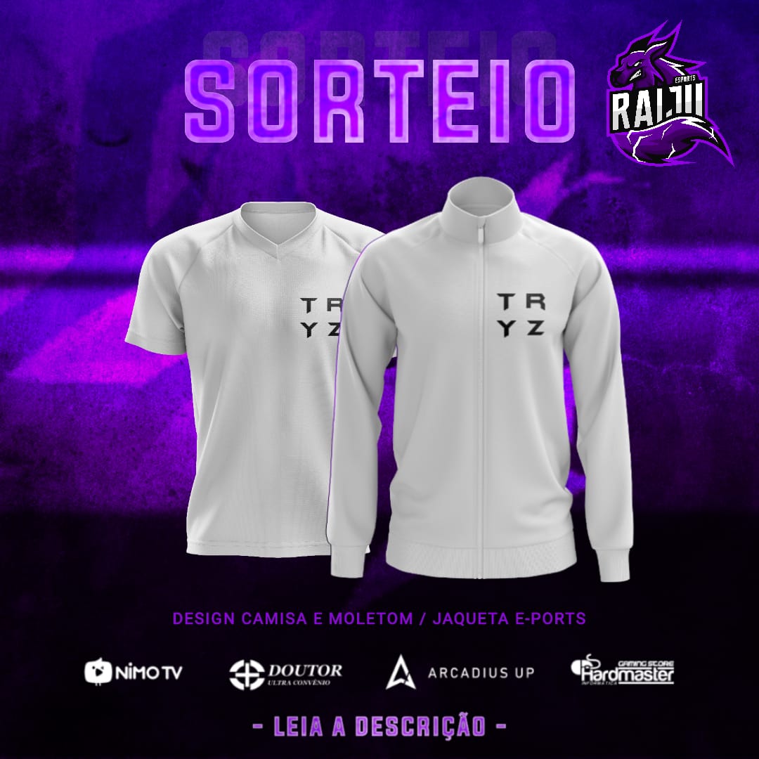 raijuesports's tweet photo. SORTEIO EM PARCERIA COM O @tryz_design! 
Design moletom / jaqueta e-sports
-Frente 
-Verso 
-Arquivo em png

!Regras! 

Seguir a Raiju e o Tryz 

Curtir e dar RT nesse post

Marcar 3 amigos nessa publicação (Os 3 precisam seguir a Raiju e o @tryz_design para validar o Sorteio) https://t.co/6M5imLmQAQ