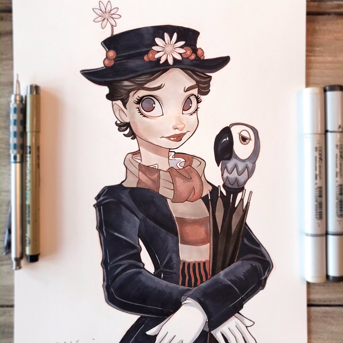 Chrissie_Zullo's tweet photo. Mary Poppins commission 🌂 
#marypoppins #disney #sketch #doodle #drawing #copicmarkers #illustration #traditionalart #artistsoninstagram #disneyart #cartoon https://t.co/KregThvBdp