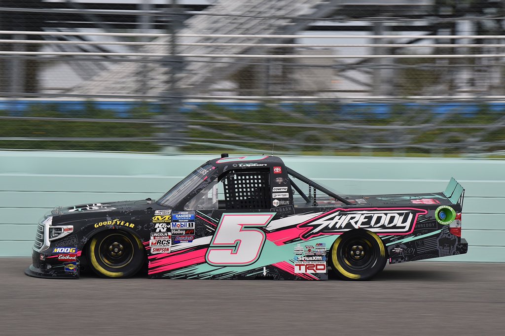 TRICONGarage's tweet photo. That’s a wrap on @NASCAR_Trucks practice at @HomesteadMiami. 

@LuptonDylan P4
@TylerAnkrum P10
@anthonyfalfredo P11
@tannergray5 P12
@NatalieRacing P23 https://t.co/rDVMBthHUW