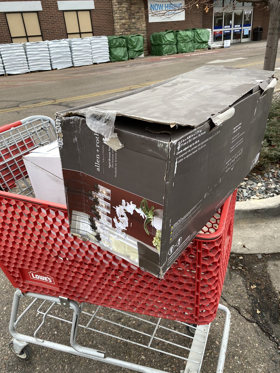 KrissyFreirose's tweet photo. Really @Lowes?? This is how you give customers their merchandise? When I asked the employee about it, she said “what’s wrong? I’m sure it’s fine. Sign here” https://t.co/zx7U4dQ2aZ