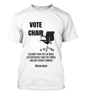 chatty_chimp's tweet photo. VOTE CHAIR https://t.co/etgBKYH8un An election candidate you can rely on, clearer than the LD's, less offensive than the Tories and not Jeremy Corbyn, standing in more seats than #TheBrexitParty #GE2019 #VoteChair #NoTA #NotSo https://t.co/hDeAkDQDiS