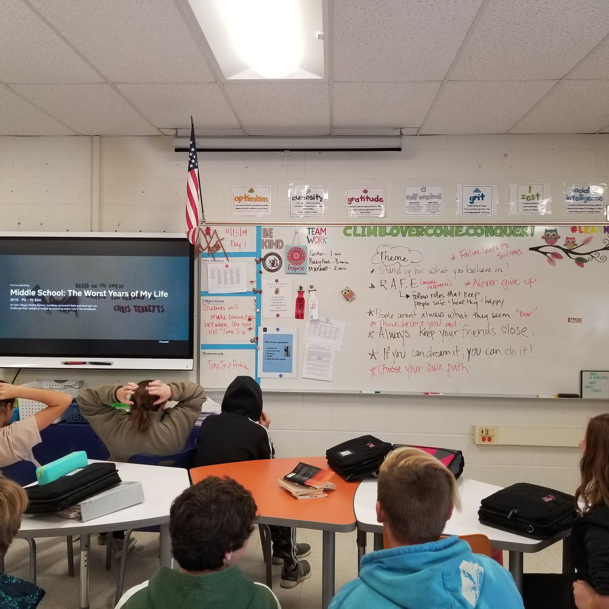 Impromptu theme lesson during advisory time.