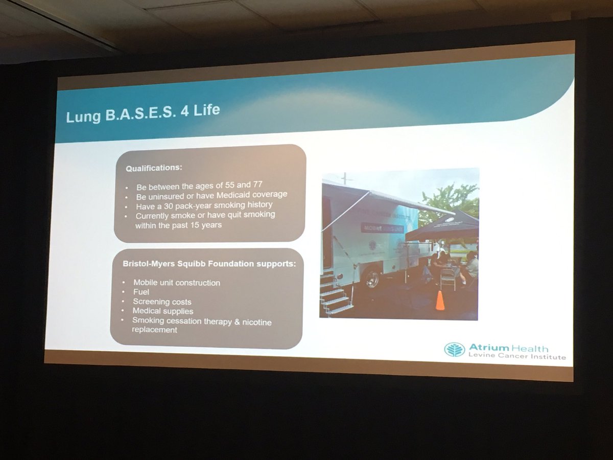 LevineCancer's tweet photo. Darcy Doege says the lung bus screenings now happen in 19 counties! Incredible. Focusing on uninsured and under insured patients. #lungbus #LungCancerAwarenessMonth https://t.co/Gz1UcdxiAm