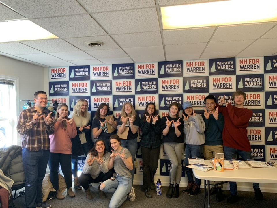 Columbia4Warren's tweet photo. So excited to be canvassing in New Hampshire this weekend with @barnard4warren! #WinWithWarren https://t.co/4f13wfkJPq