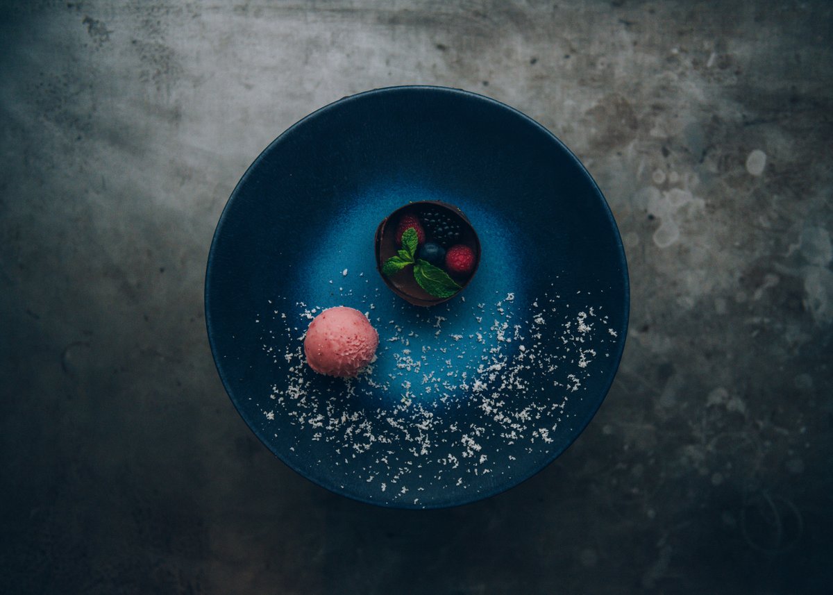 SkewdKitchen's tweet photo. We have the week capped off with a Friday special dessert. Earl grey bavarois with strawberry ice cream and shredded coconut. 
#AnatolianWithAttitude⁠ https://t.co/8I5FWUTD5s