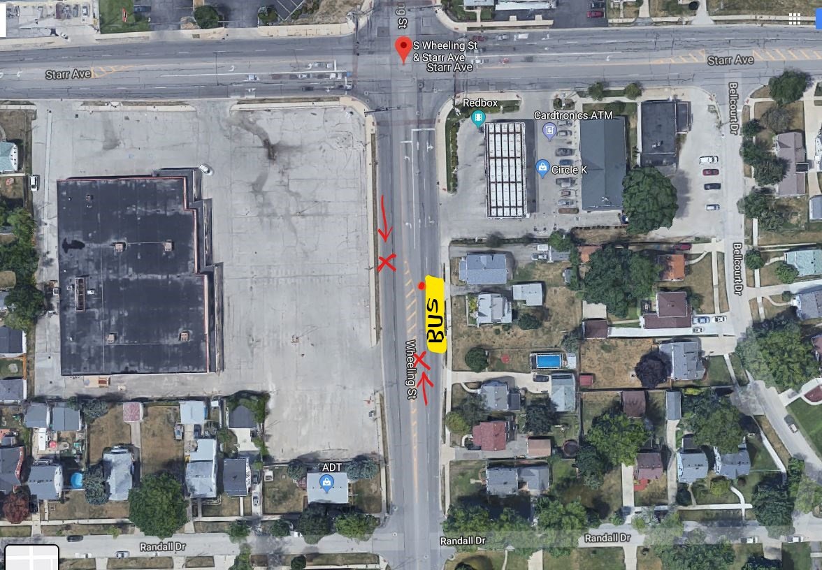 OregonOHPolice's tweet photo. This is pretty basic (both the drawing and the law).  Almost weekly, there are cars passing the bus NB at this location.  Stop. There is a stop sign and lights on the bus telling you to stop. Drivers that pass the stopped bus are being recorded and they will receive a citation. https://t.co/J2zfTRQwwp