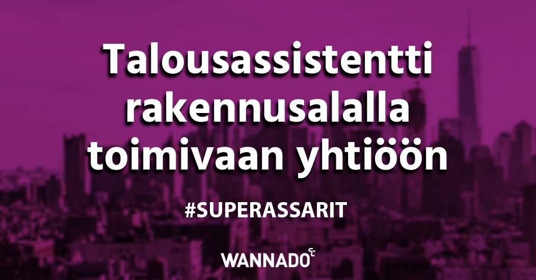Pikaisessa haussa Netvisor- ja/tai rakennusalaosaamisella varustettu taloushallinnon ammattilainen Helsingin Malminkartanoon!

Lue lisää ja hae nyt: wannado.fi/talousassisten…!

Iloista viikonloppua, kuullaan pian! ✨

#Wannado #SuperAssarit #Rekrytointi #Taloushallinto #Rakennusala