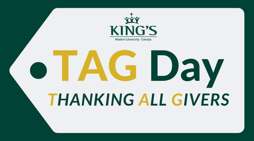 KUCalumni's tweet photo. Today King’s Thanks All Givers – TAG Day celebrates the impact that philanthropy has on our campus community through the generosity of alumni, students, faculty, staff and friends of @kingsatwestern. We are so grateful. #iwenttokings #igivetokings #thankyou #tagday https://t.co/VKQoZRDe1J