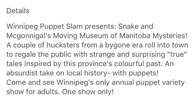 wpgpuppetslam's tweet photo. Check us out tomorrow! Gas Station at 7:30. https://t.co/vvLqh1ZEXz
