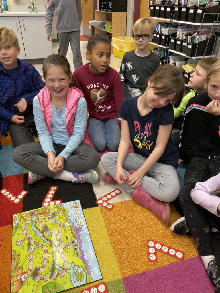 ksjogie's tweet photo. We tried out the new Leader in Me board game. So much fun! We shared LIM habits and even sang and acted out responses... and definitely laughed a lot!#wmlearn #sascompass https://t.co/HuRlNuxTnI
