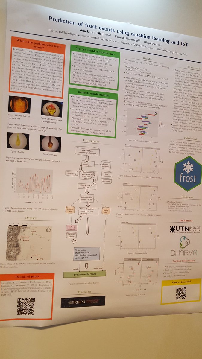 anadiedrichs's tweet photo. Last Tuesday I presented my poster at #Khipu2019 @Khipu_AI about frost ❄️ prediction. Thanks to all who gave advise &amp; encouraged me to keep going 🤗 💪 https://t.co/8GdGcqYglw