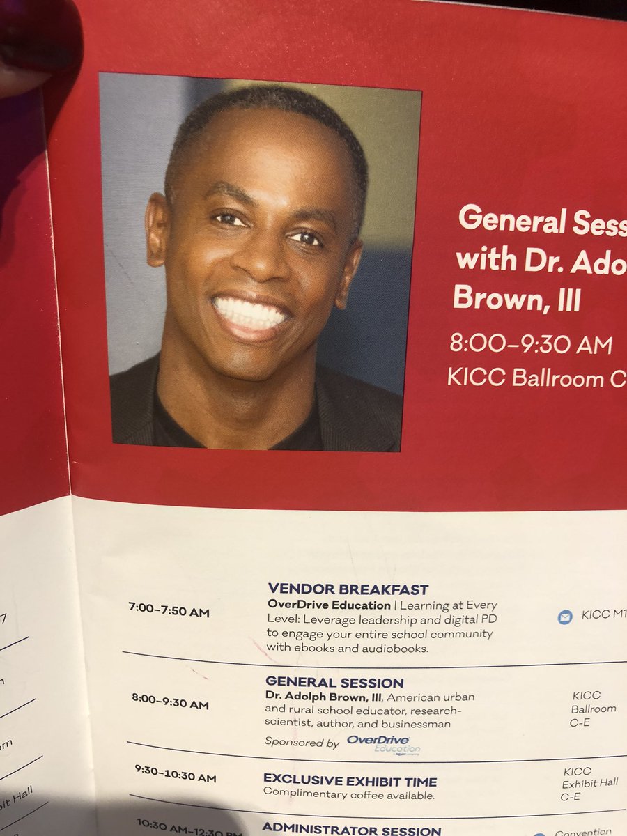 abbyhendrickson's tweet photo. Our amazing keynote today, Adolph Brown III spoke with us today about “not judging books by their covers” or buying into stereotypes.  His “brother under cover” entrance onto the stage was crazy powerful and had us all check our own stereotypes at the door. #AASL2019 https://t.co/2uqM58oi8g