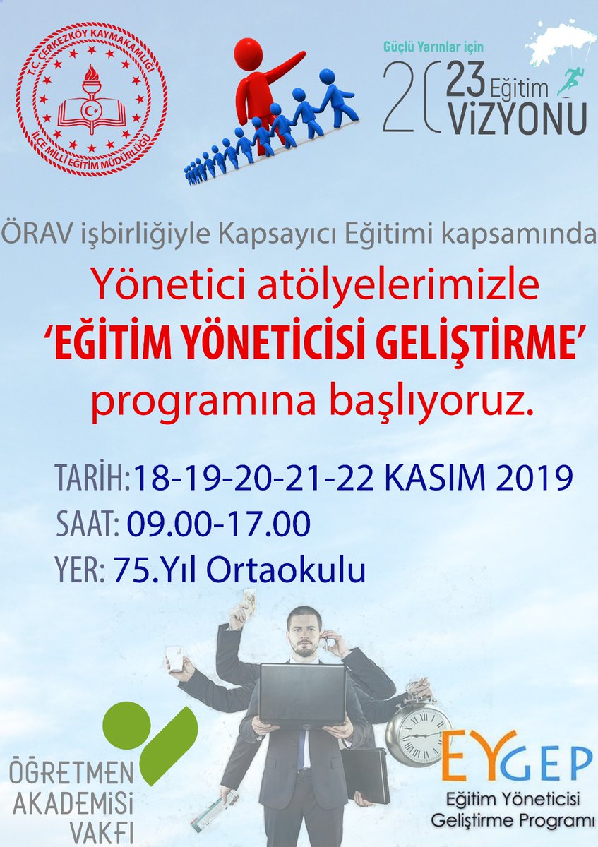 HuseyinGumus59's tweet photo. Çerkezköy MEM yönetici akademisi başlıyor. 2023 Eğitim Vizyonu insan kaynağının geliştirilmesi temelinde 60 yöneticimiz, 2 grup @orav2008 Öğretmen Akademisi Vakfı ile birlikte Eğitim Yöneticisi Geliştirme Proğramımız başlıyor.
@ziyaselcuk
@ersanulusan
@MustafaSentop
@tcmeb https://t.co/TI6kVzK0TU
