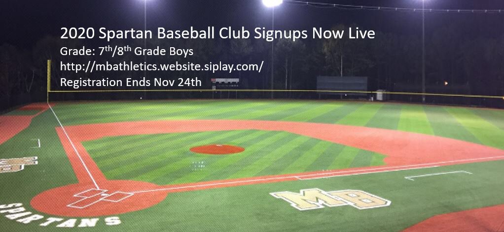 2020 Spartan Baseball Club Registration is Live.  Closes Nov 24th