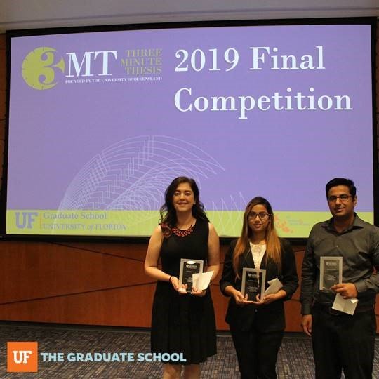 UF 3MT 2019 Winners: PhD candidates Ela Sajjadi, Sumaiya Shomaji, and Faisal Shahzad emerged as winners in this year’s Three Minute Thesis finals!
To learn more, click this link: 
graduateschool.ufl.edu/news/uf-gradua…