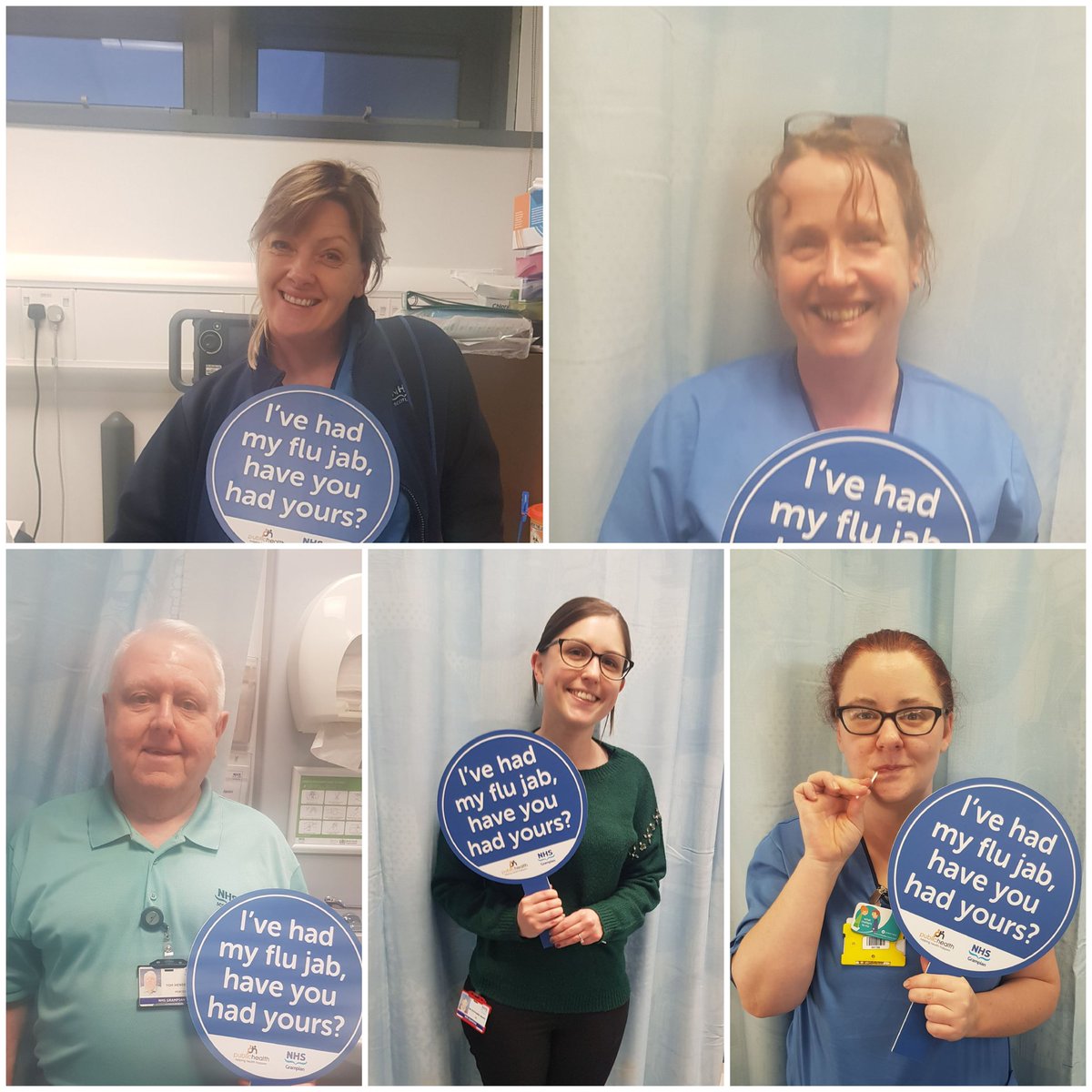 falconer_sharon's tweet photo. #nhsgrampian #flufighters #peervacconation #ward111 dome of our wonderful staff who are protecting themselves and others by getting there vaccination https://t.co/ijUoHQX3Wn